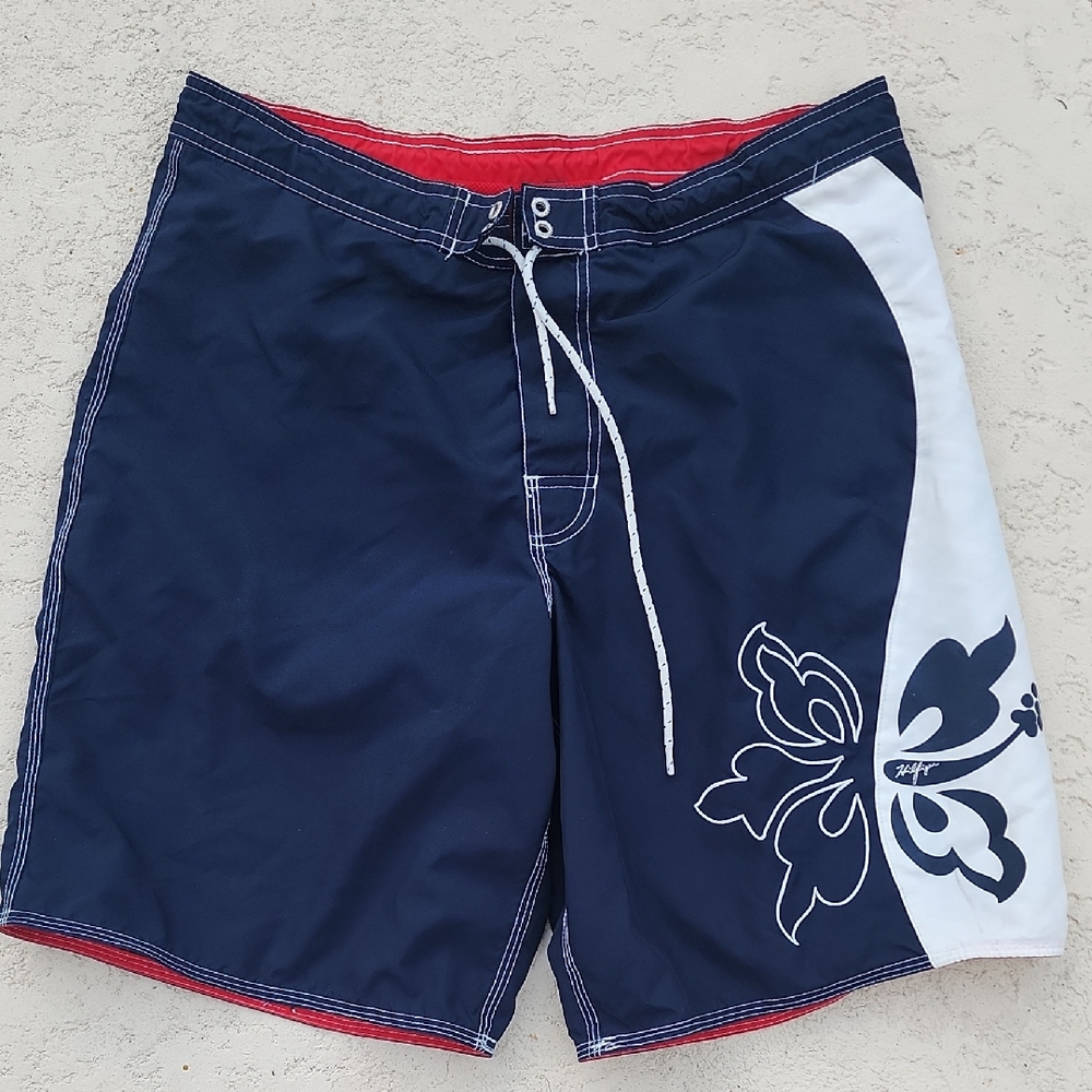 Tommy Hilfiger Blue and White Floral Swim Shorts